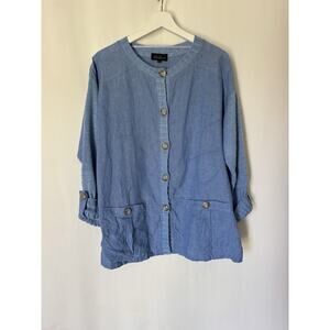 Luisa Spagnoli Cardigan Sweater Large Blue Button Up Classy